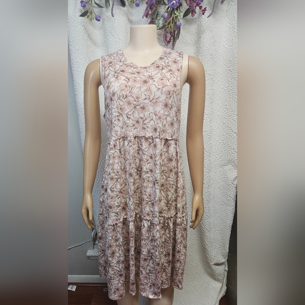 Chris & Carol Pink and White Midi Dress